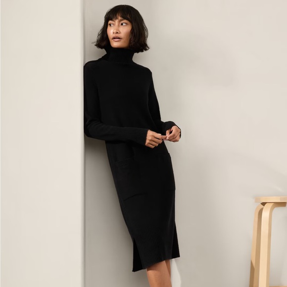 Time and Tru Dresses & Skirts - Time Tru Black New S Ribbed Turtleneck Sweater Dress Midi Autumn Preppy Crew 4 6